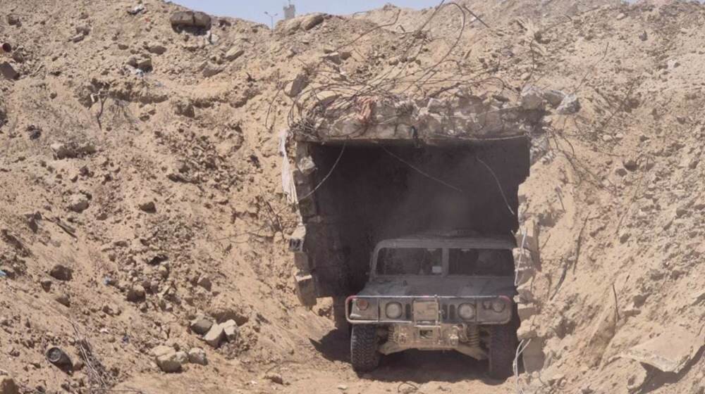 This image, released by Israel’s military on August 4, 2024, of a tunnel along the Gaza-Egypt border, was later revealed to be fabricated