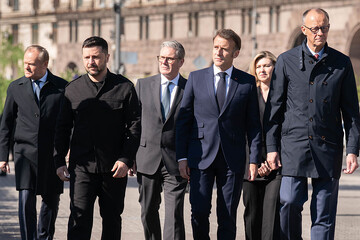 European leaders in Kyiv call on Moscow for unconditional 30-day ceasefire