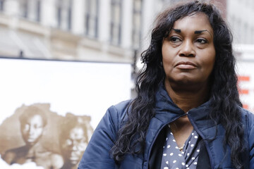 Tamara Lanier attends a news conference near the Harvard Club, on March 20, 2019, in New York. (AP Photo/Frank Franklin II, File)