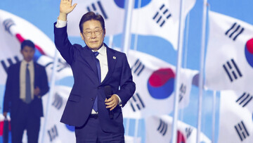 Lee Jae-myung, South Korea's new president, at a campaign rally