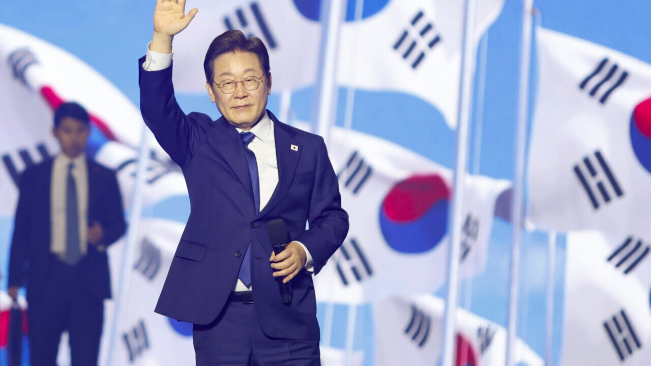 Lee Jae-myung, South Korea's new president, at a campaign rally