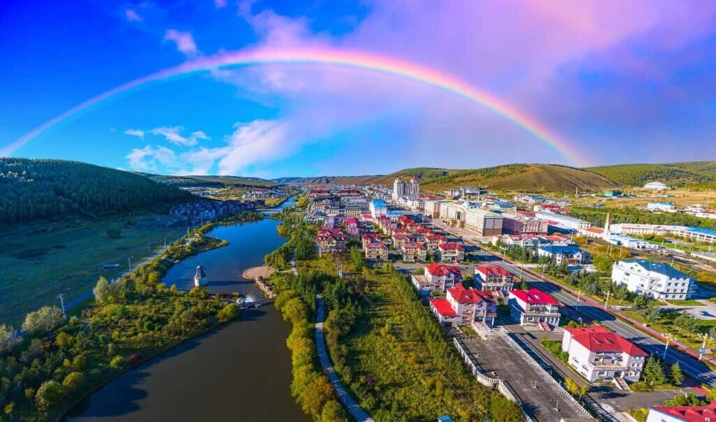 Photo shows cityscape of Arxan, Xing’an league, north China’s Inner Mongolia autonomous
region. (Photo: Publicity Department of Arxan)