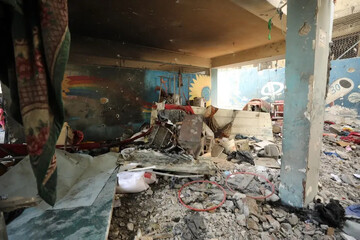 Al-Zeitoun C school in Gaza City, which an Israeli airstrike hit on September 21, 2024, killing at least 34 displaced Palestinians, including at least 21 children, who were sheltering there. © 2024 Da