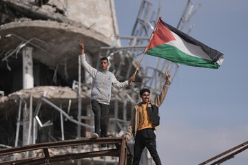 Palestinian flag raised