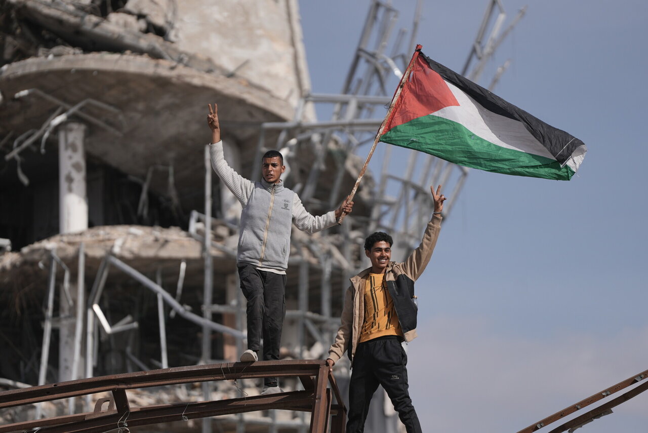 Palestinian flag raised