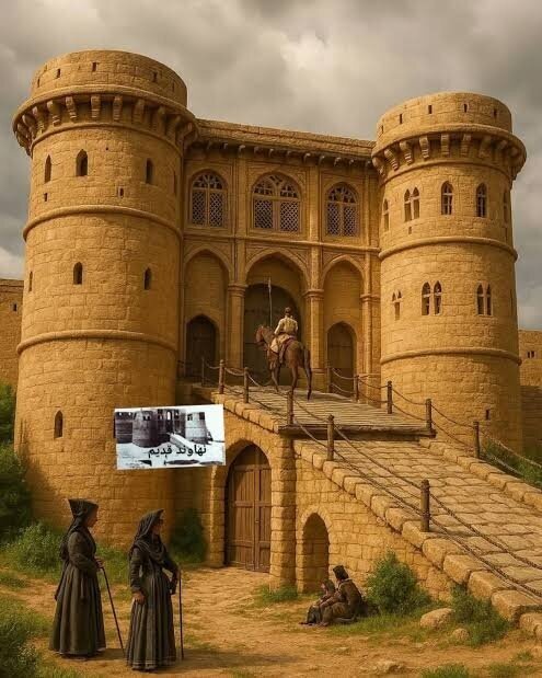 A depiction of Nahavand defensive fortress, which stood tall for centuries, in the ancient Iranian city, situated in Hamedan province, west-central Iran.