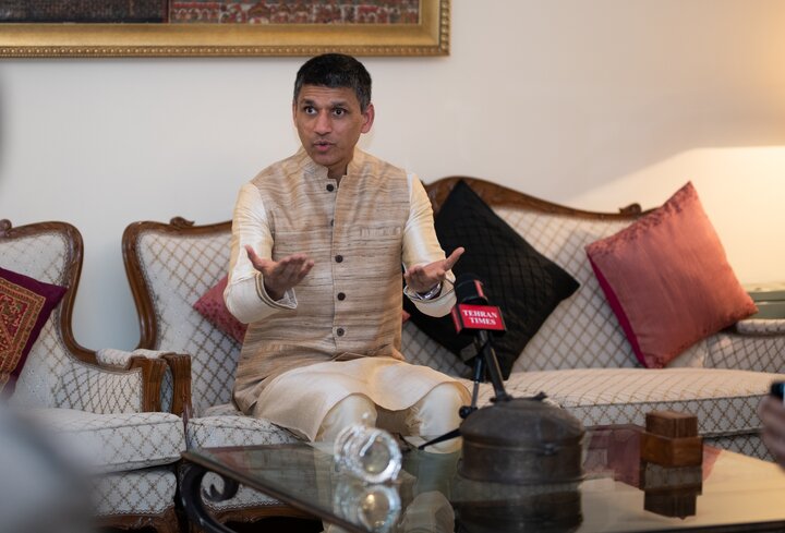 Indian ambassador to Tehran Rudra Gaurav Shresth speaks with the Tehran Times during an exclusive interview at his residence in northern Tehran on November 1, 2025.