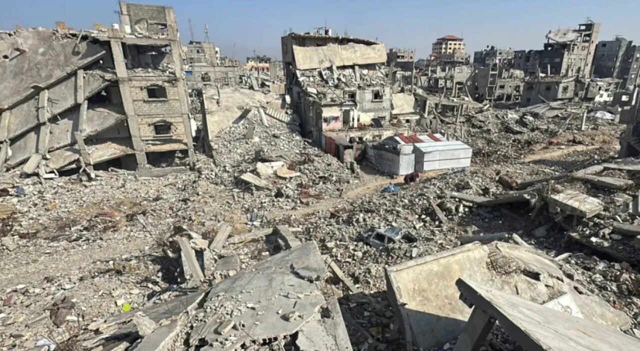 Destroyed buildings in Khan Younis, southern Gaza Strip, November 18, 2025 (Reuters)