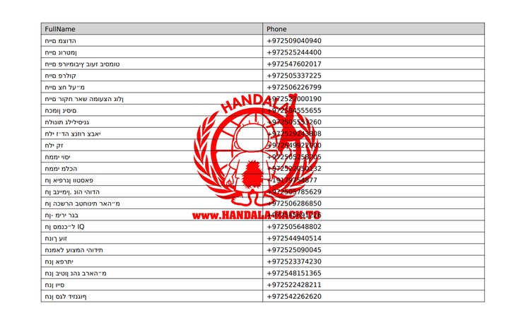 A sample of the 110-page document released by Handala, exposing private numbers of the regime’s elite