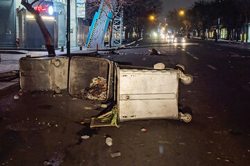 Aftermath of riots and destructive acts of sabotage targeting public property in Tehran, on January 8, 2026, disfiguring streets and disrupting public life