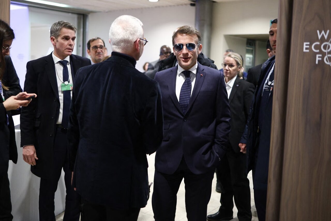 French President Emmanuel Macron meeting Canadian Prime Minister Mark Carney during the World Economic Forum (WEF) annual meeting in Davos on Tuesday. Photograph: Raphaël Lafargue/ABACA/Shutterstock