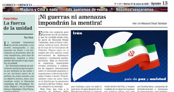 Iranian artist pens truth on Venezuela's front page