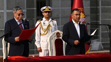 Tarique Rahman, BNP Chairperson, is sworn in as Prime Minister by President Mohammed Shahabuddin at the National Parliament in Dhaka, Bangladesh, February 17, 2026.