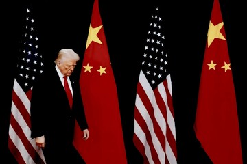 Trump and Chinese flags