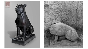 Echoes of the past: A guard dog sculpture
