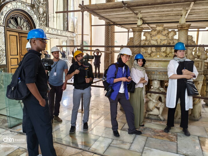 Intl. journalists visit damaged Golestan Palace in downtown Tehran