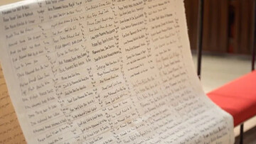 330-foot shroud bearing names of 20,000 Gaza children killed by Israel displayed at UN Church Center