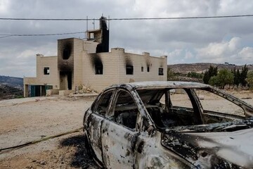 A scene of vandalism in the West Bank by Israeli settlers