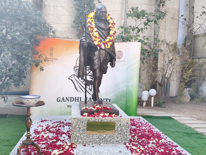 Indian Embassy unveils Gandhi statue on 157th birth anniversary, affirms enduring Iran-India ties