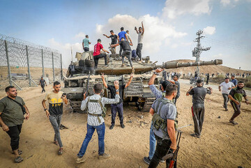 A scene of Operation Al-Aqsa Flood on Oct. 7, 2023, in which resistance forces, including Hamas, made an attack on southern Israel in response to endless cruelty against Palestinians