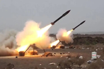 A file photo showing Yemeni forces launching projectiles at Saudi Arabia